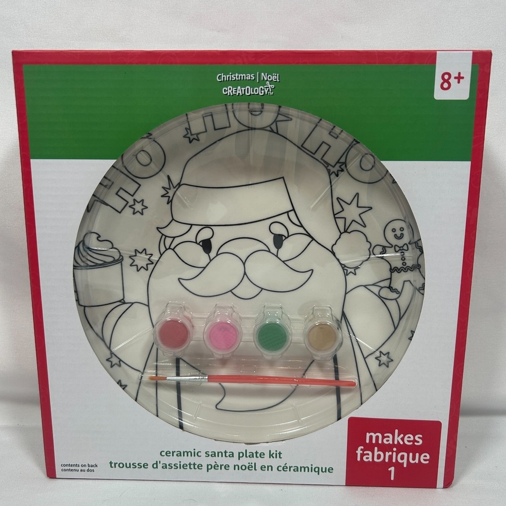 Ceramic Santa Plate Craft Kit Christmas Painting Paints Brushes Art Michaels Hat